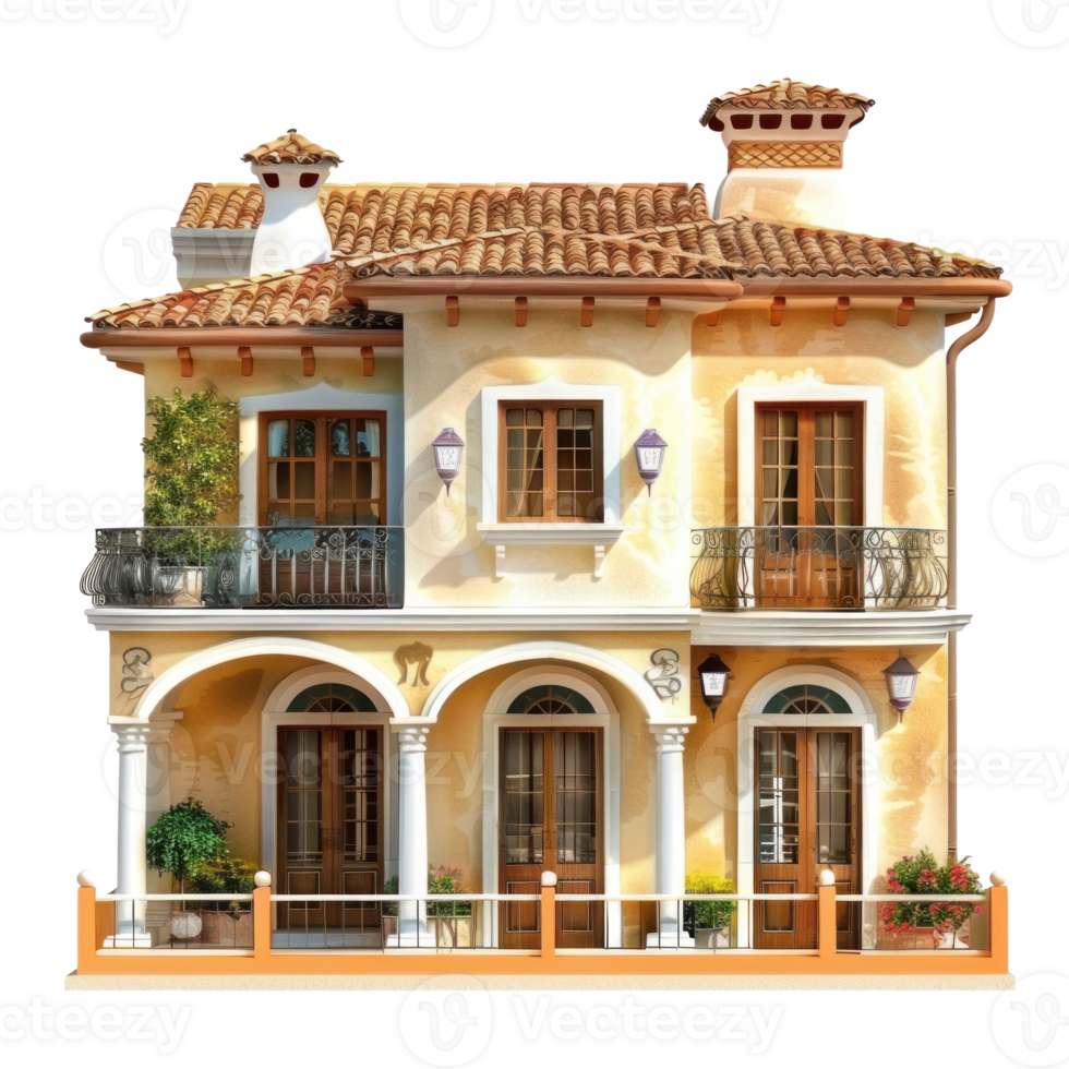 Mediterranean House isolate on transparency background png