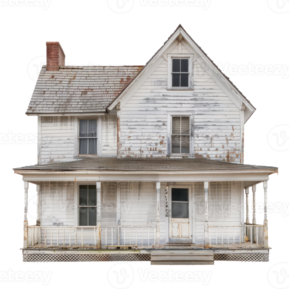 Farmhouse front view full length isolate on transparency background png