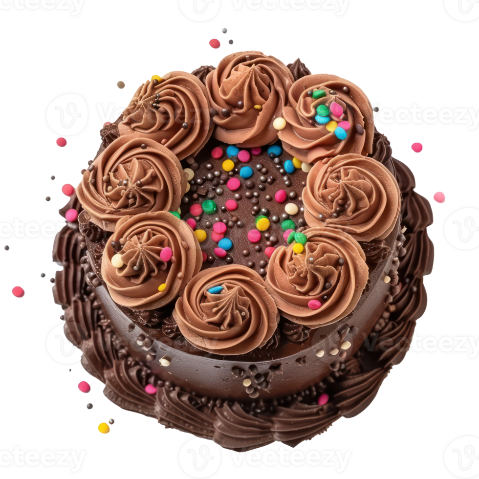 Cake top view full length isolate on transparency background png