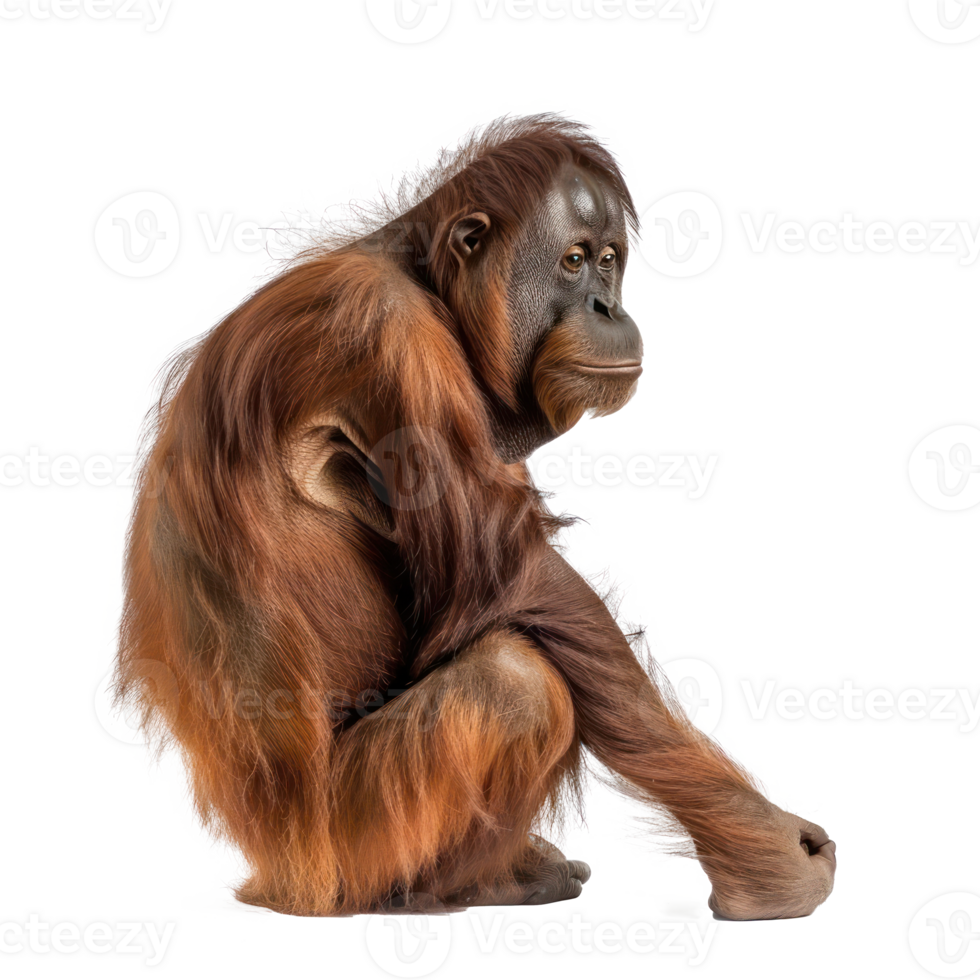 Orangutan side view full body isolate on transparency background png