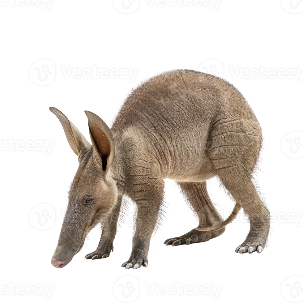 Aardvark side view full body isolate on transparency background png