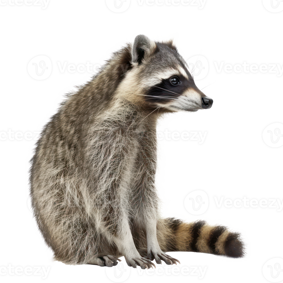 Raccoon side view full body isolate on transparency background png