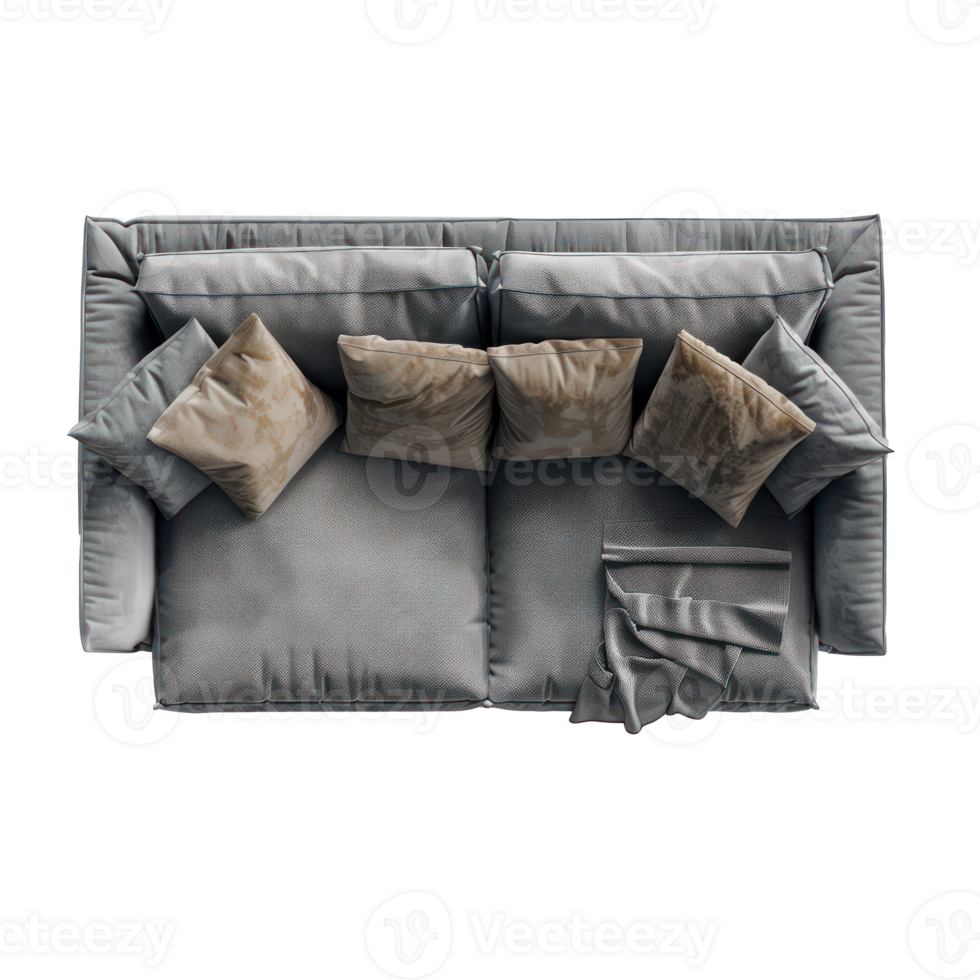 modern Sofa top view full length isolate on transparency background png