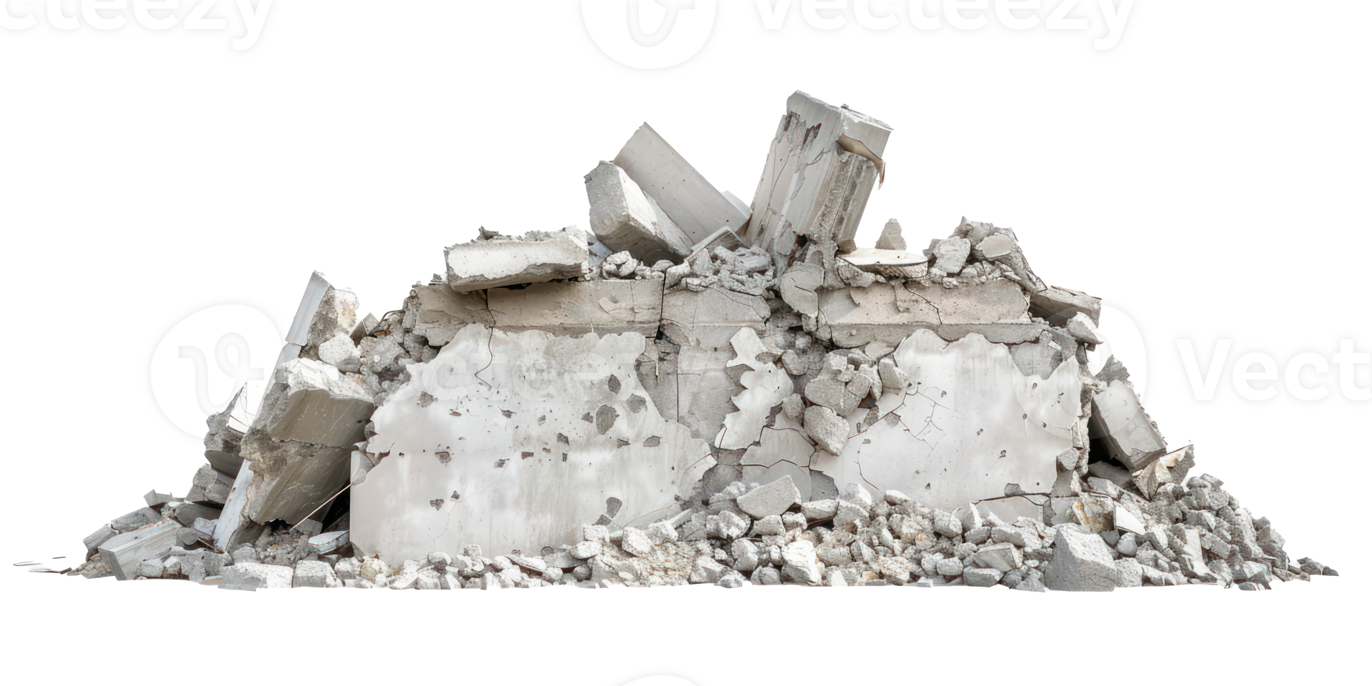 Concrete fragments of a destroyed building isolate on transparency background png