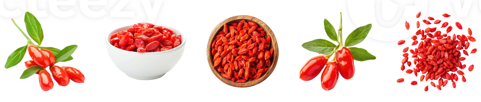 Fresh Goji berry with green leaves isolate on transparency background png