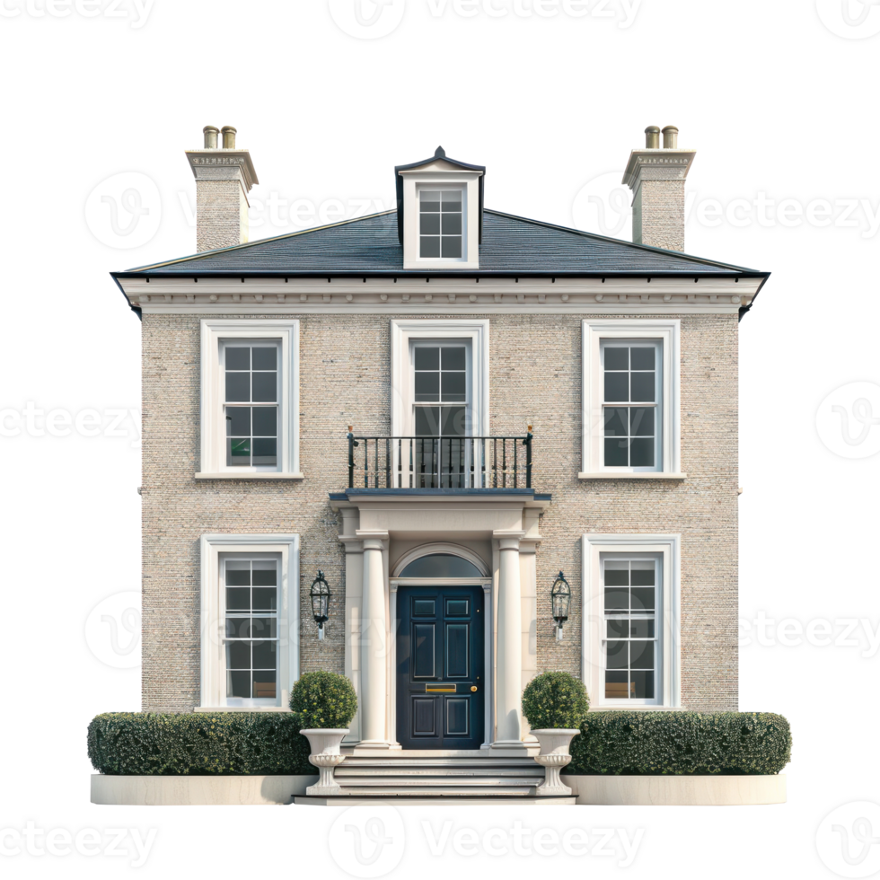 Georgian House front view full length isolate on transparency background png