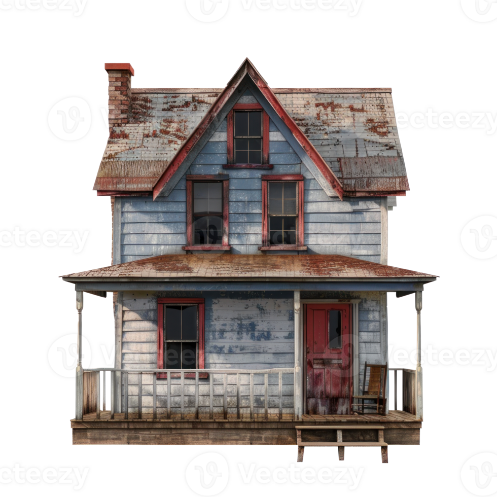 Farmhouse front view full length isolate on transparency background png