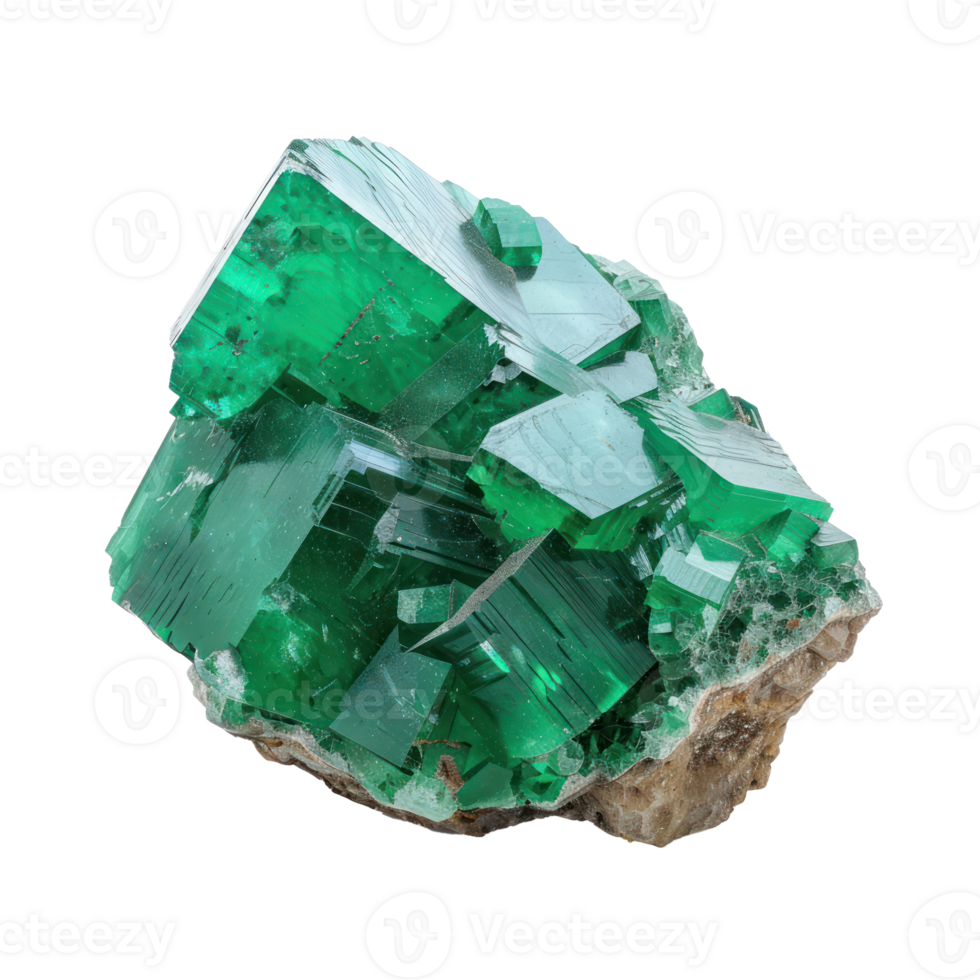 Emerald crystal front view isolate on transparency background png
