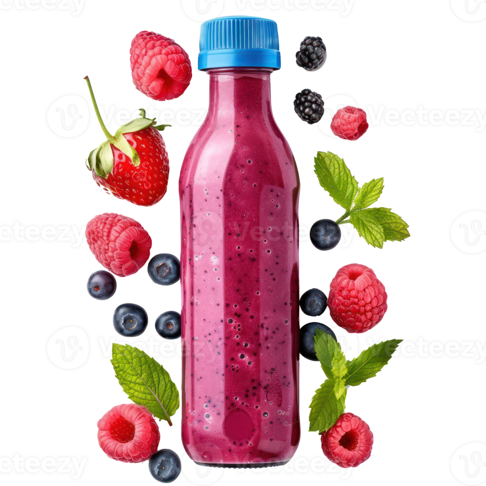 berry smoothies bottle isolated on transparency background png