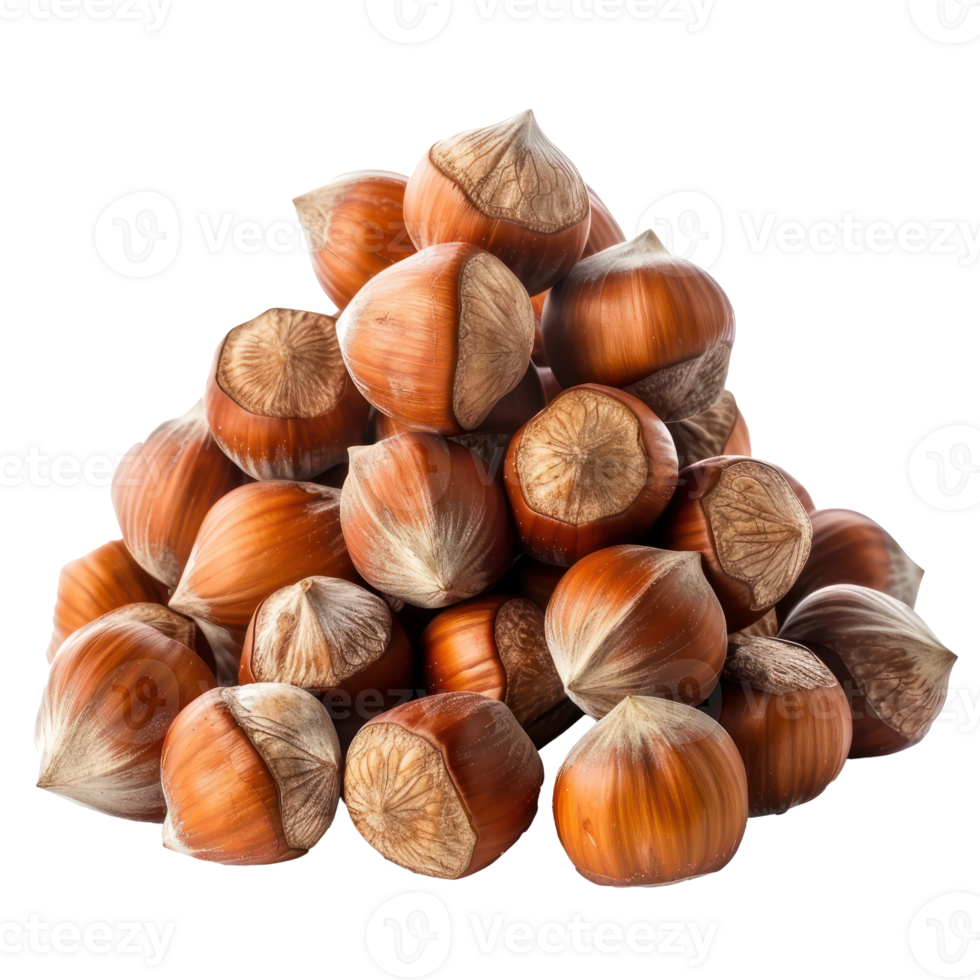 Heap of Hazelnuts isolate on transparency background png
