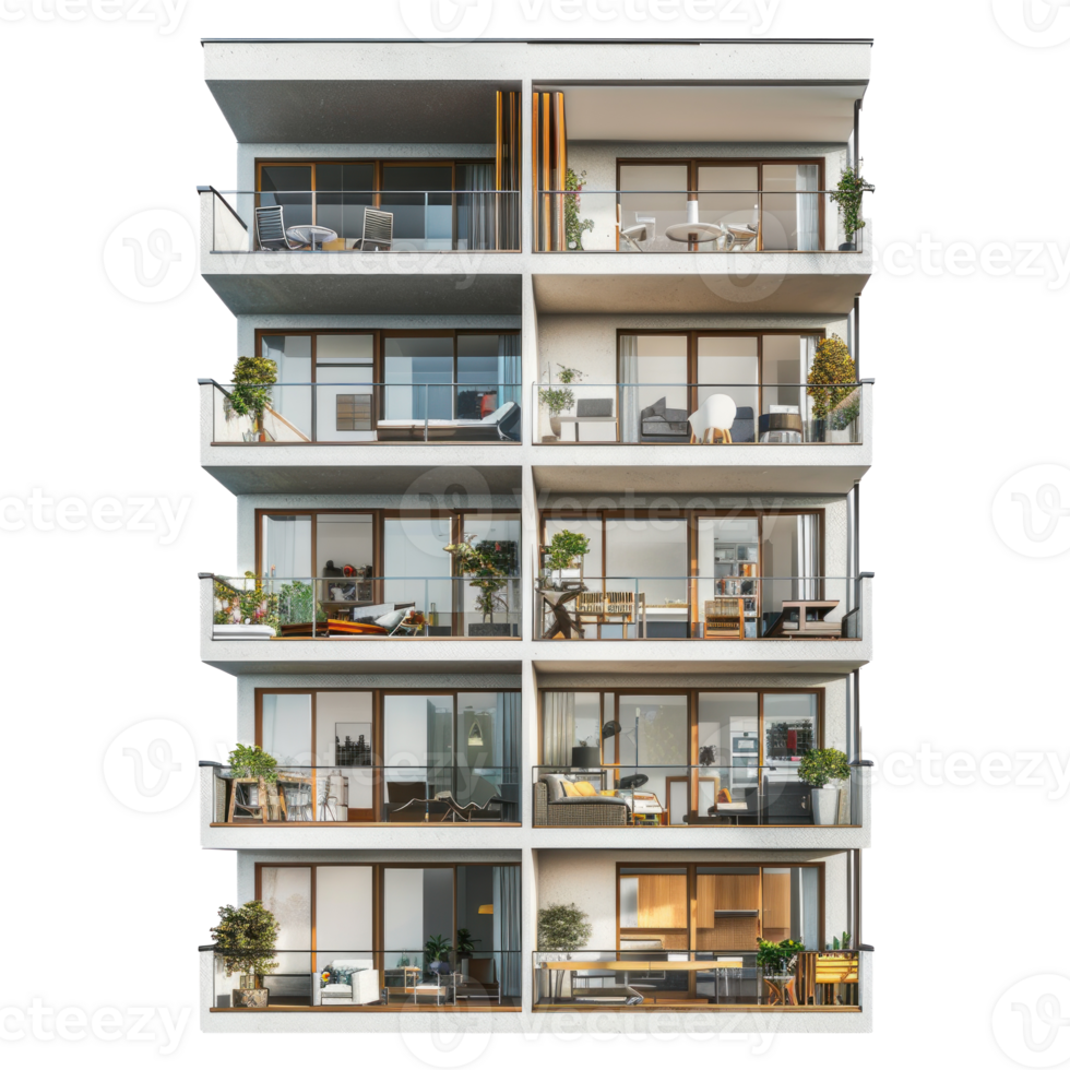Apartment front view full length isolate on transparency background png