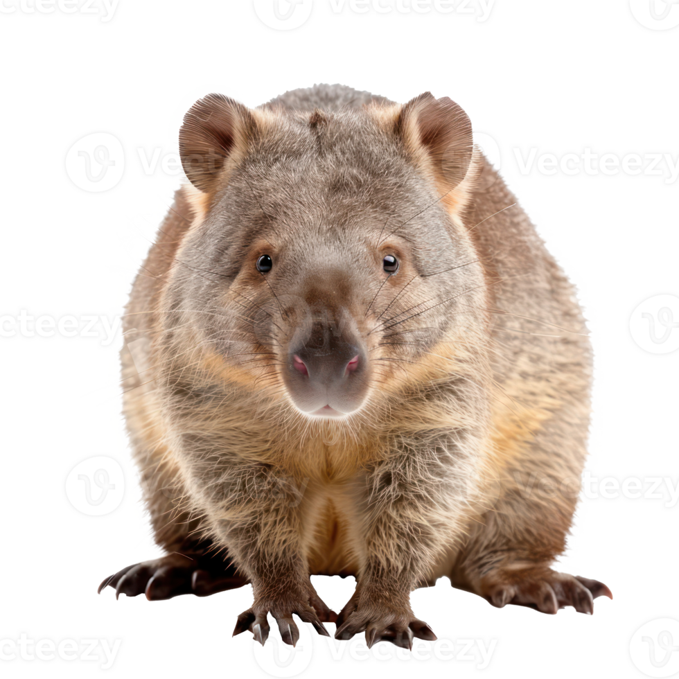 Wombat front view full body isolate on transparency background png
