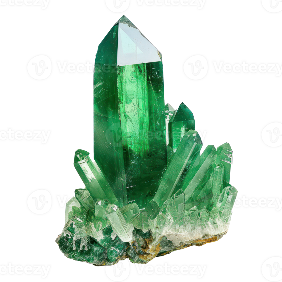 Emerald crystal front view isolate on transparency background png