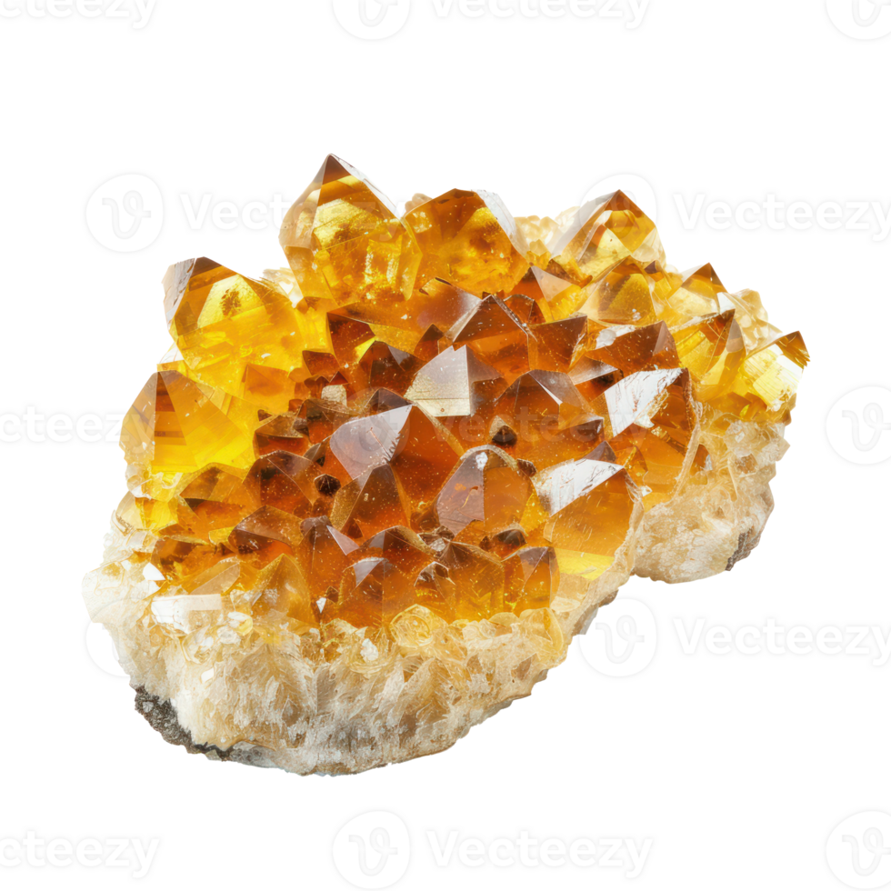 Citrine crystals front view isolate on transparency background png