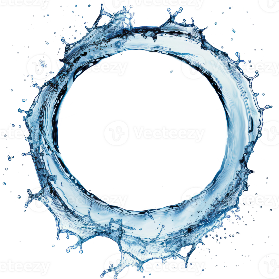 water splash round circle top view isolate on transparency background png