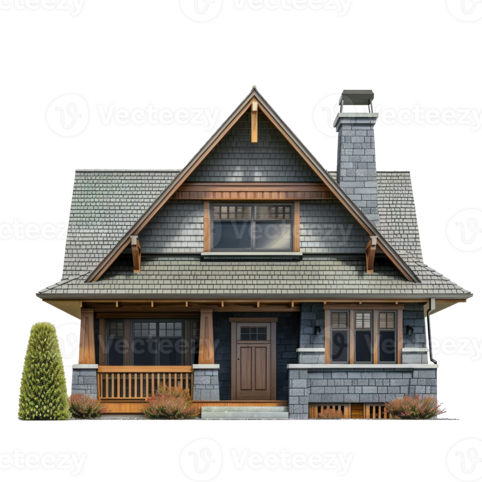 Craftsman House front view full length isolate on transparency background png