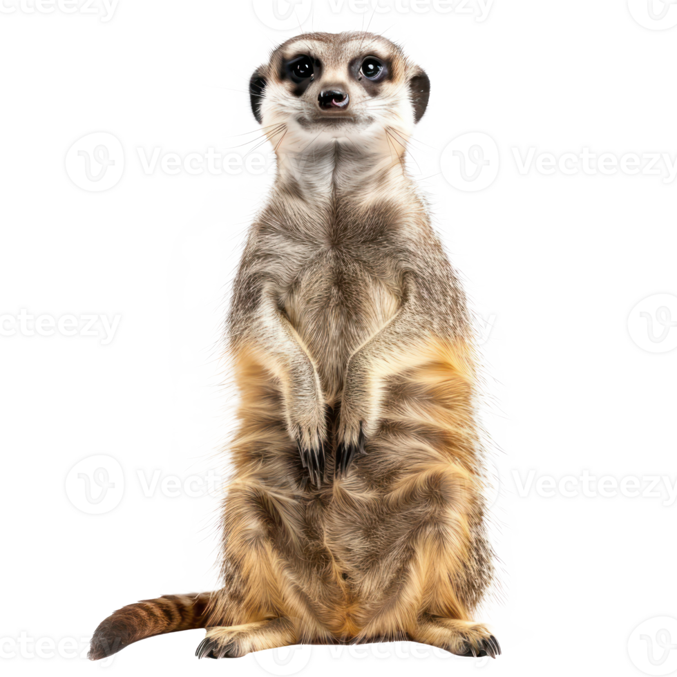 Meerkat front view full body isolate on transparency background png