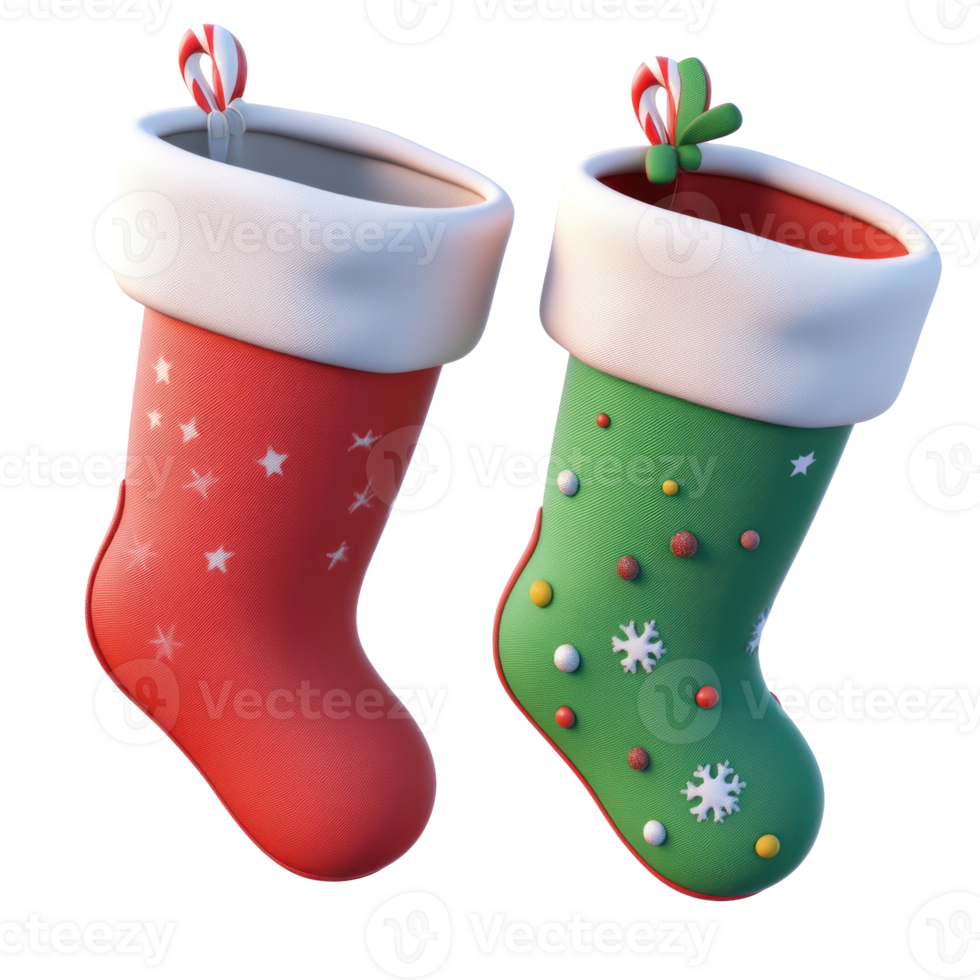 Christmas Stockings 3D icon cartoon smooth soft light isolate on transparent background png