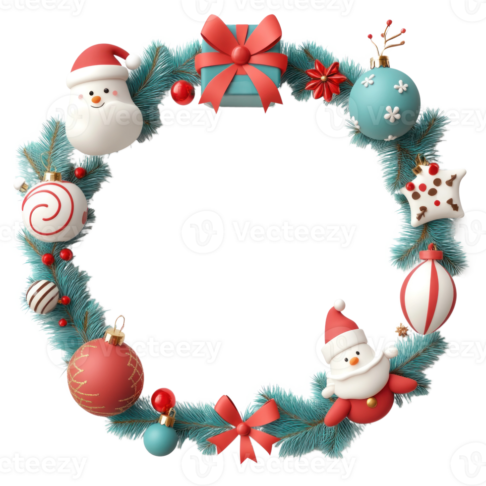 Christmas border 3D icon cartoon minimalist isolate on transparent background png