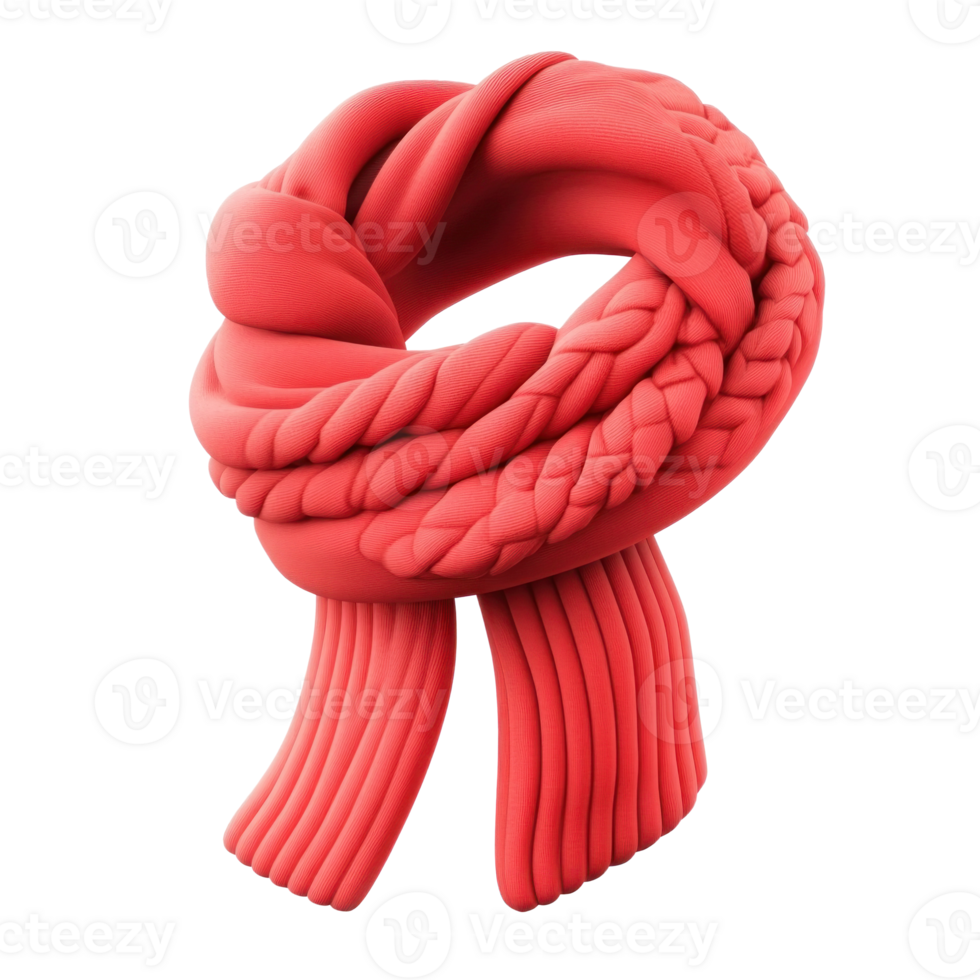 Red winter Scarf 3D icon isolate on transparent background png