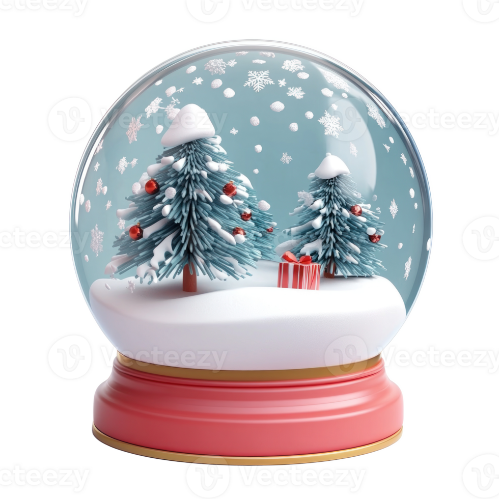Christmas Snow globe 3D icon cartoon round edges isolate on transparent background png