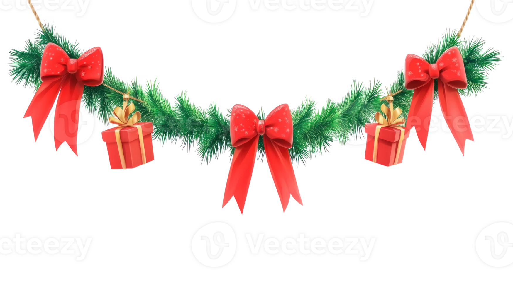 Christmas presents gifts garland hanging 3D icon cartoon isolate on transparent background png