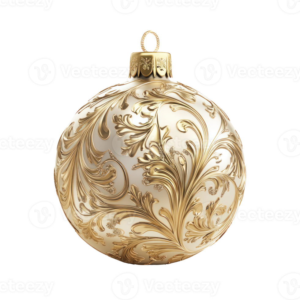Gold Christmas bauble 3D clay style round edges bright isolate on transparent background png