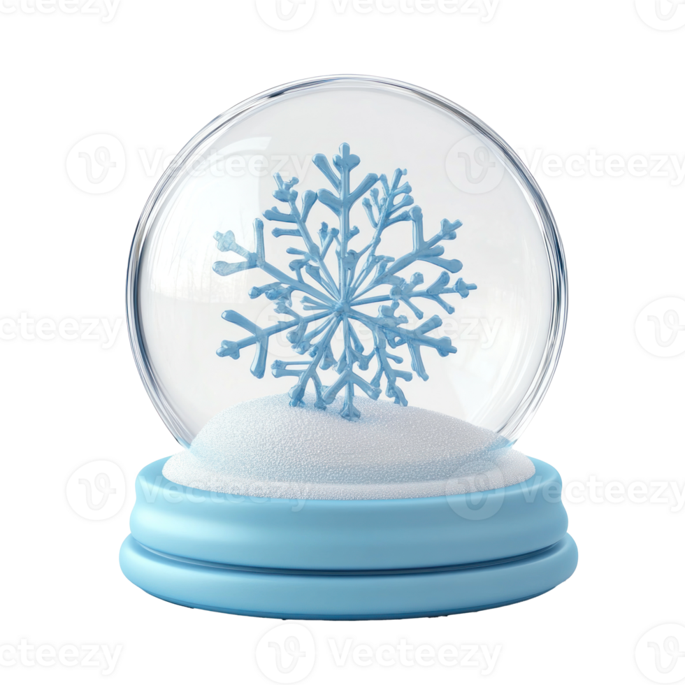 Snowflake inside Snow Globe 3D icon cartoon round edges isolate on transparent background png
