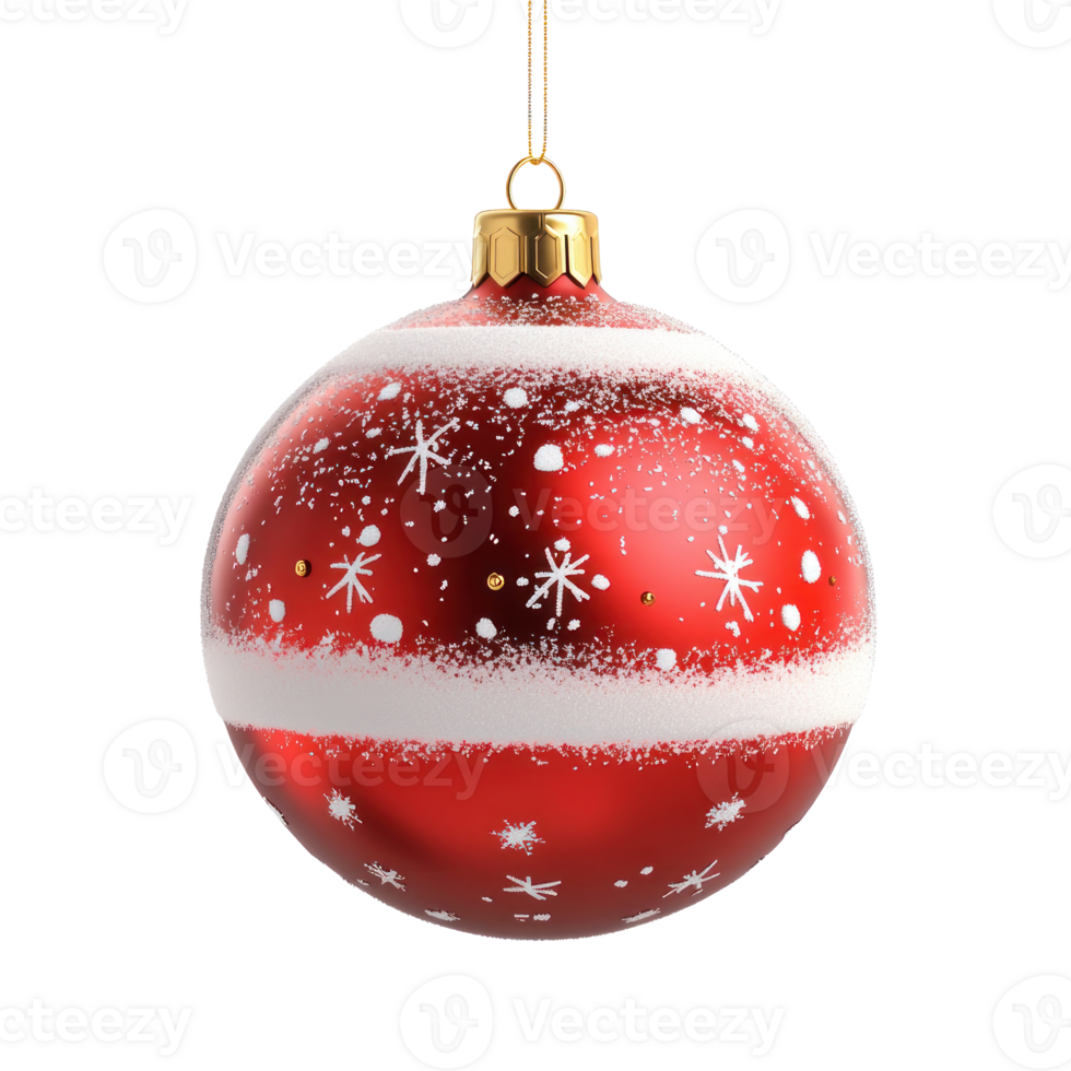 Christmas ball with snow hanging 3D icon cartoon round edges isolate on transparent background png