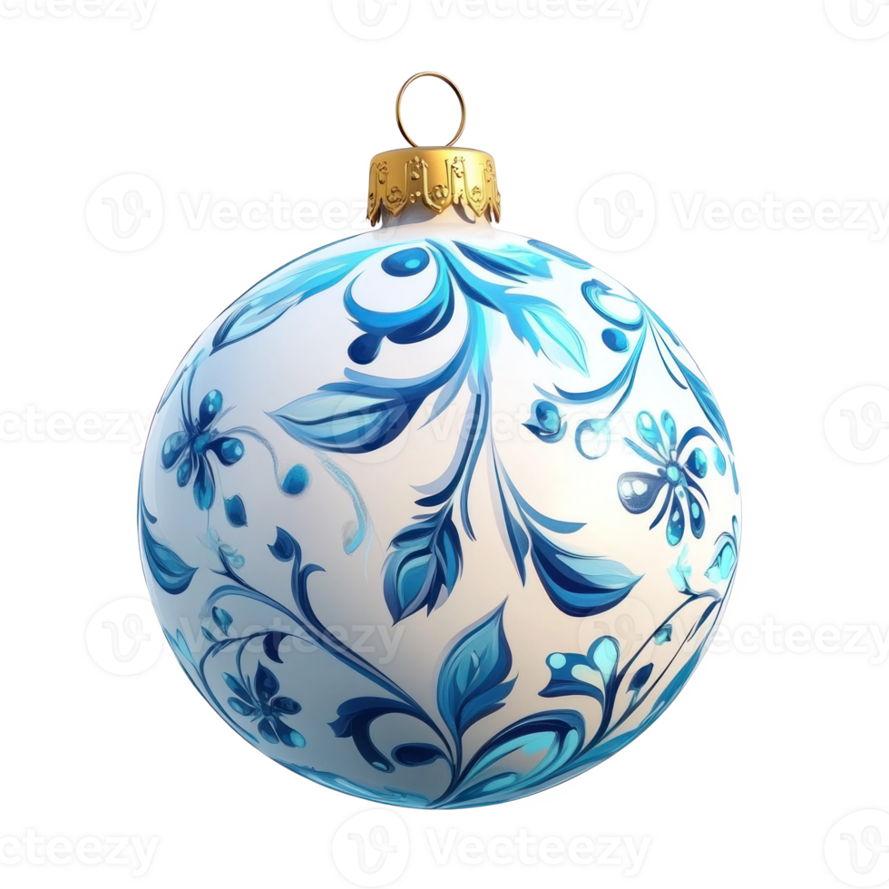 Christmas ball with beautiful pattern 3D icon cartoon round edges isolate on transparent background png