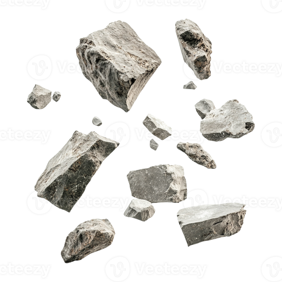 Floating Gray Rocks on Transparent Background png