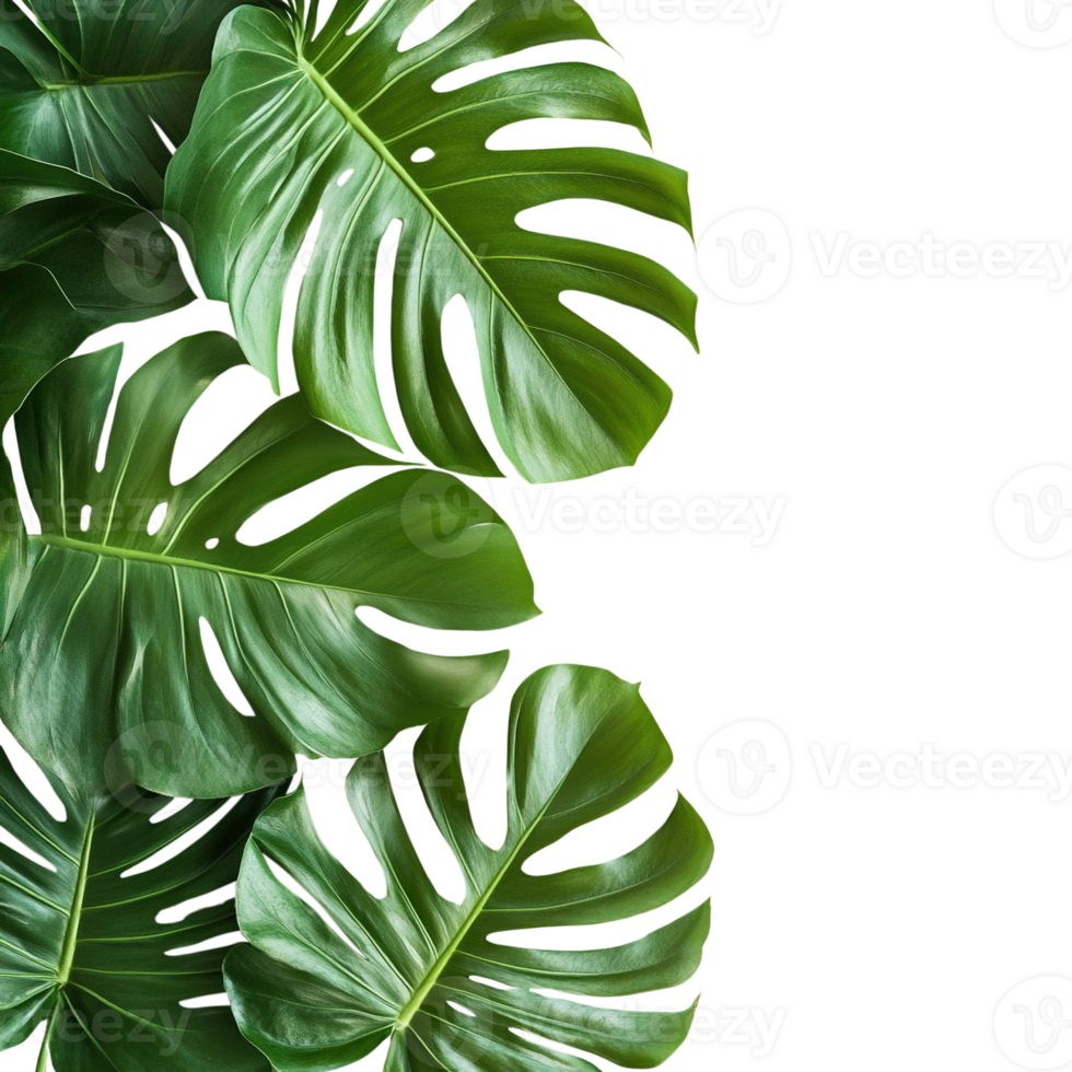 Vibrant Green Monstera Leaves on Transparent Background png