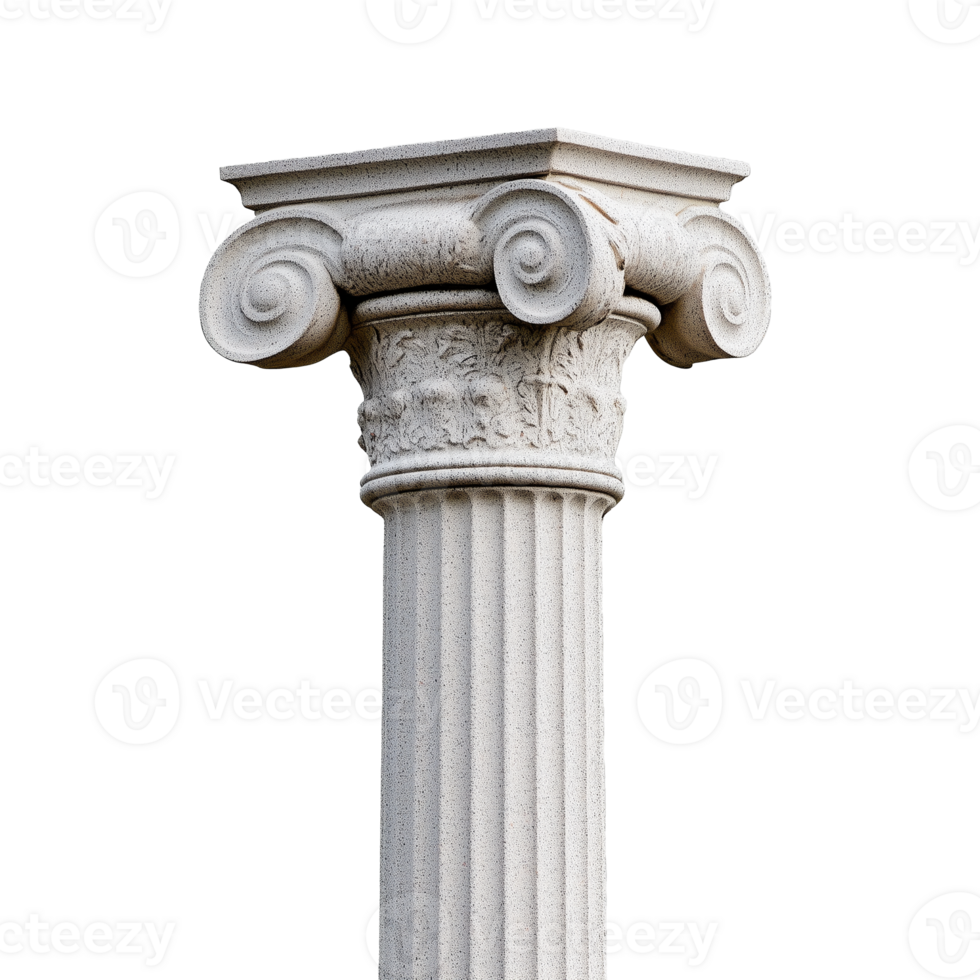 Classic Ionic architectural column on transparent background png