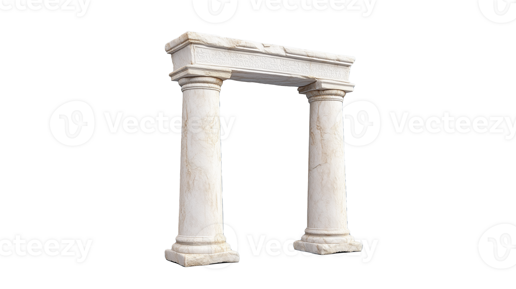 Marble arch with twin columns on transparent background png