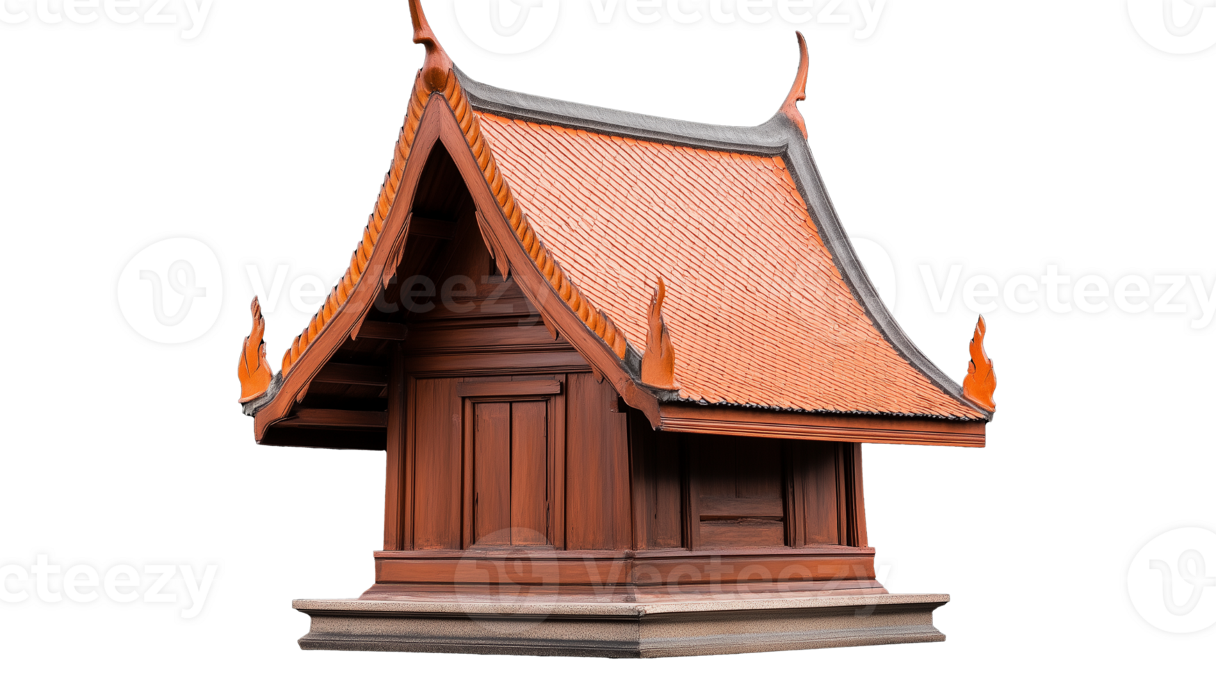 Traditional Thai wooden house on transparent background png