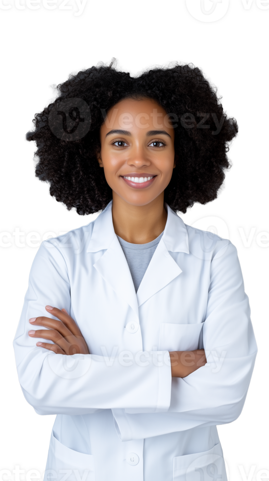 Smiling doctor in white coat on transparent background png