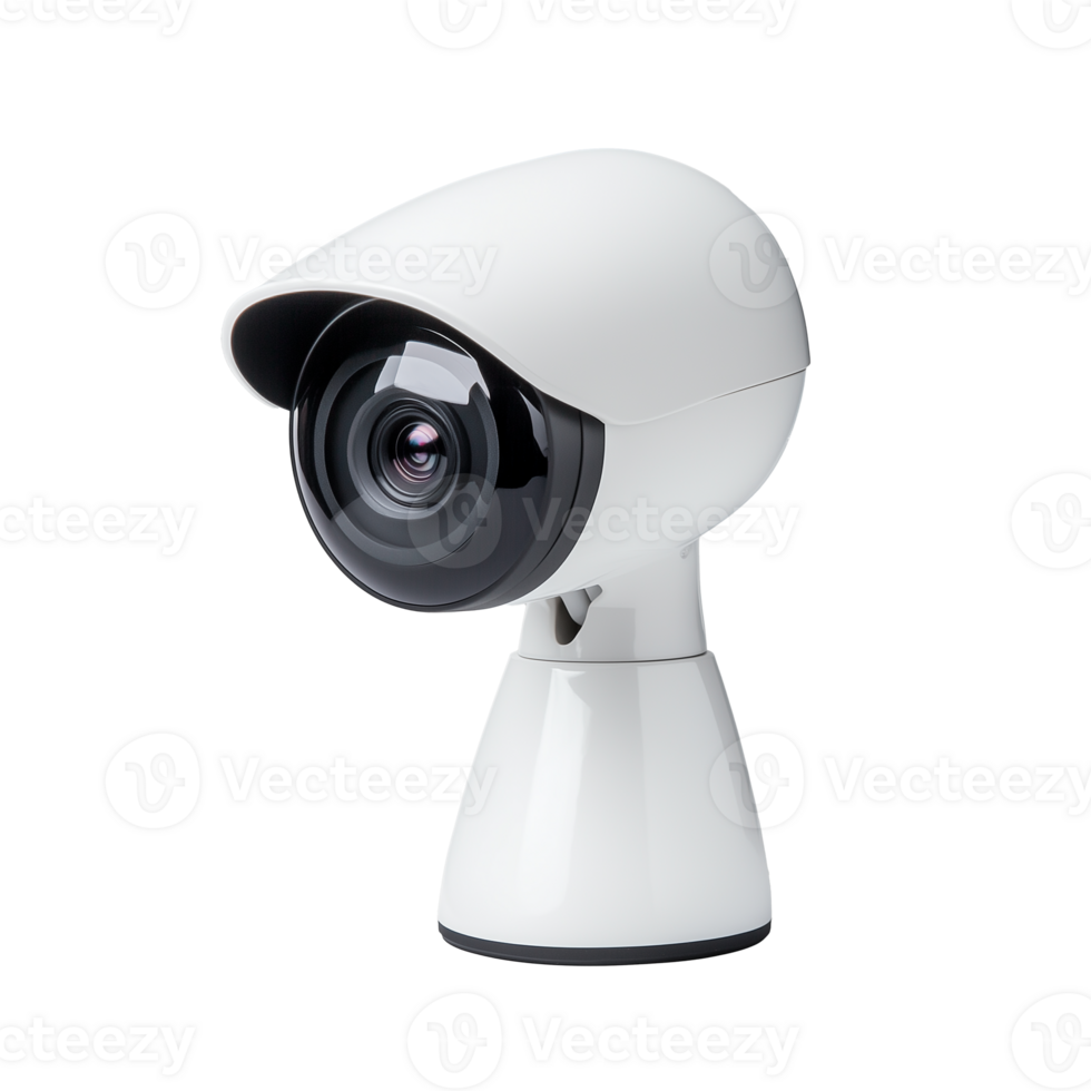Dome-shaped security camera with black lens on transparent background png