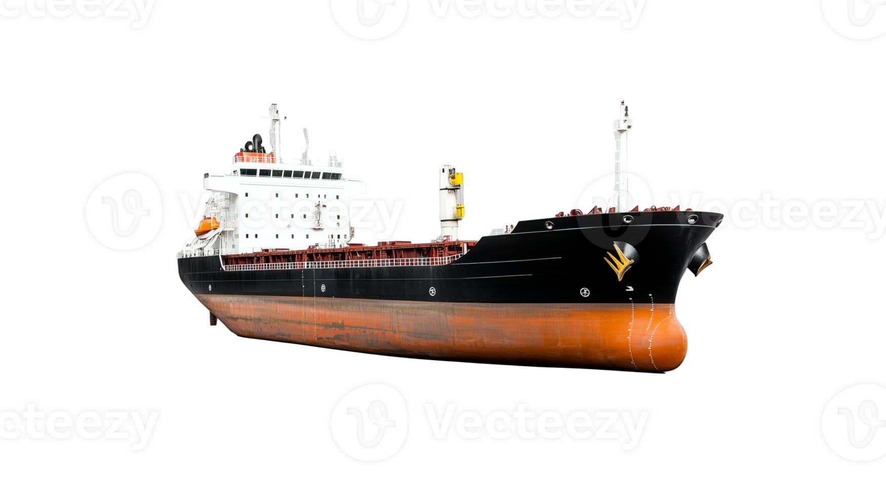 Large cargo ship isolated on transparent background png