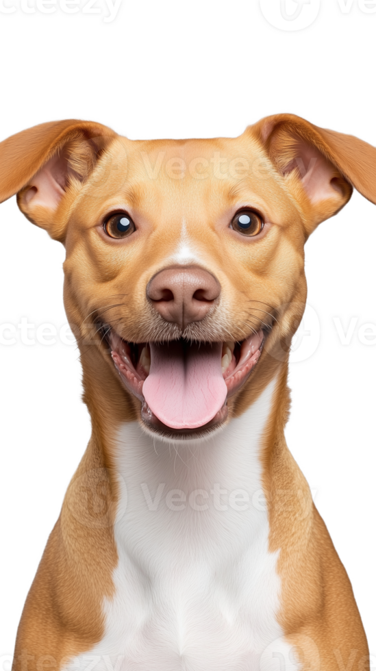 Smiling tan and white dog on transparent background png