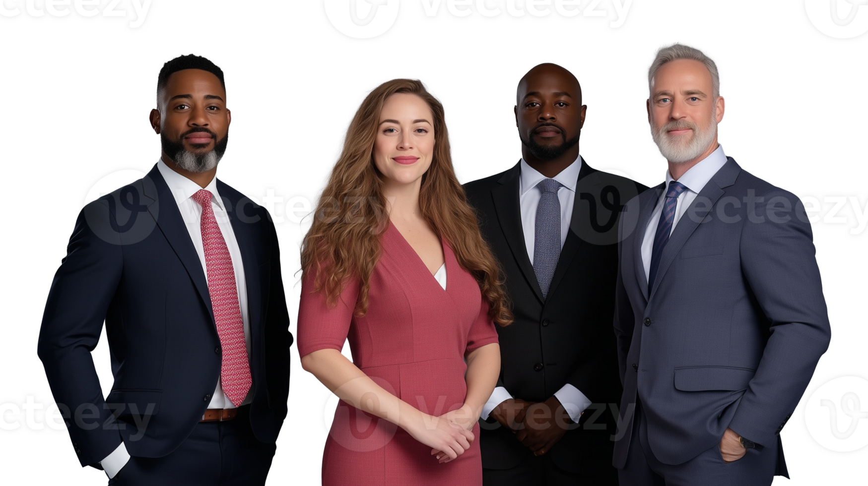 Diverse group of business colleagues in formal wear on transparent background png