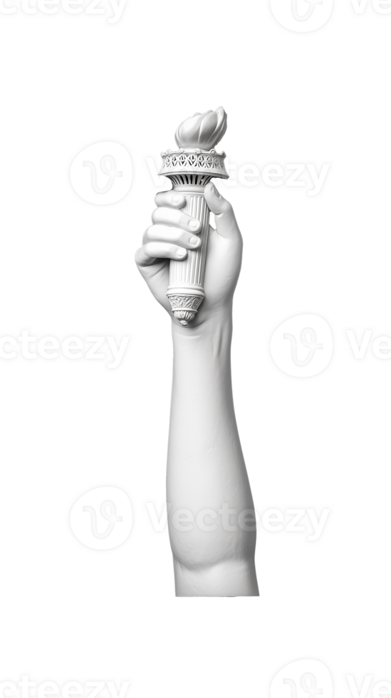 Statue of Liberty torch arm detail on transparent background png