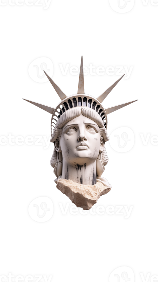 Statue of Liberty head detail isolated on transparent background png