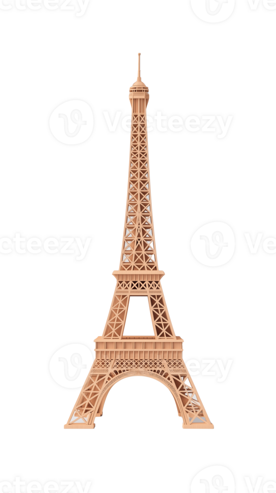 Eiffel Tower miniature replica in bronze tone on transparent background png