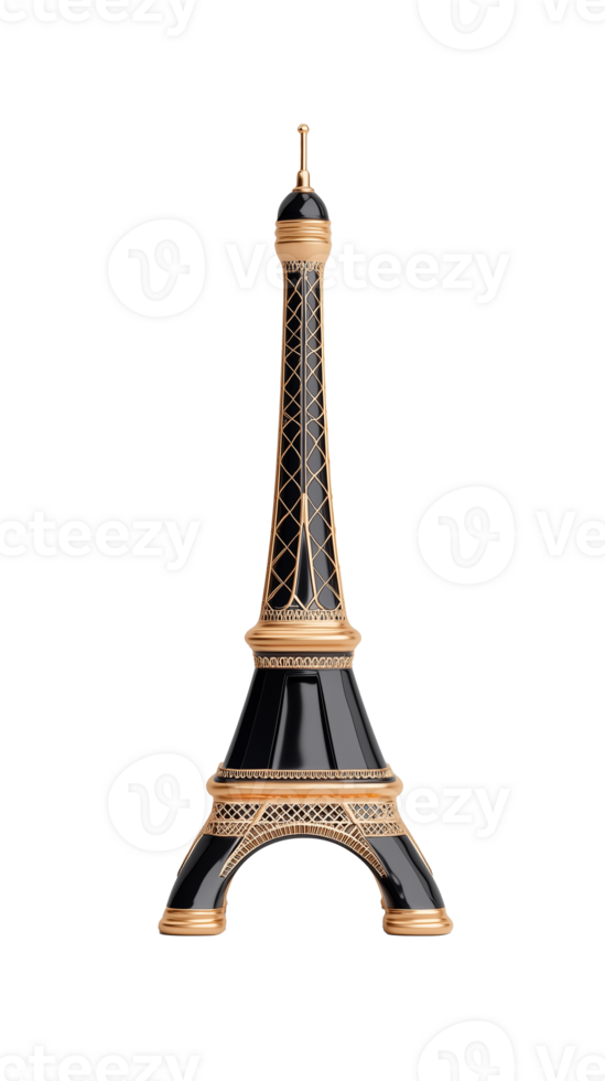 Eiffel Tower small black and gold replica on transparent background png