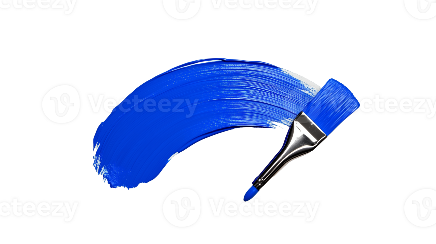Blue paintbrush stroke isolated on transparent background for art and design png
