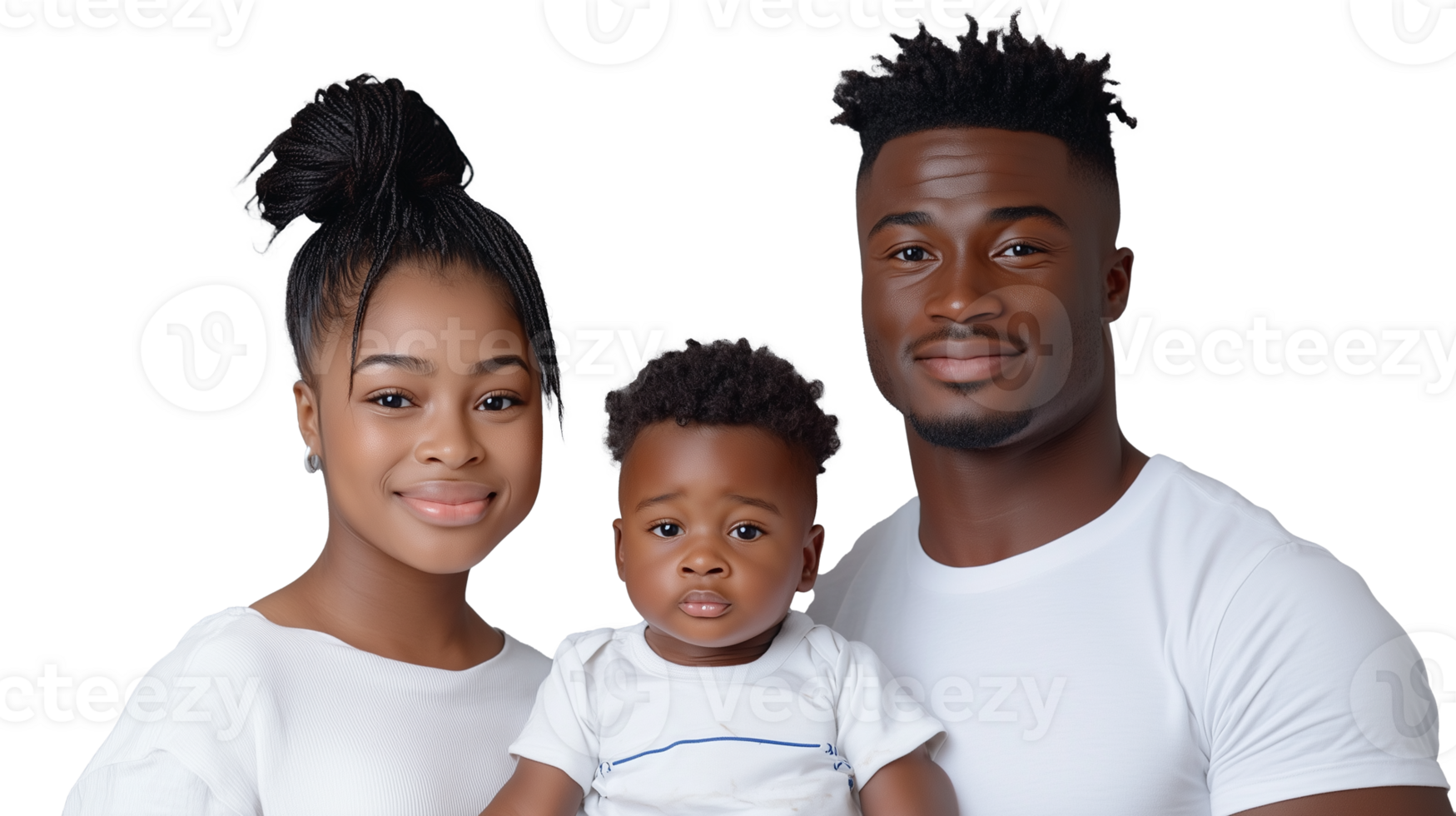 African American family with young child isolated on transparent background png