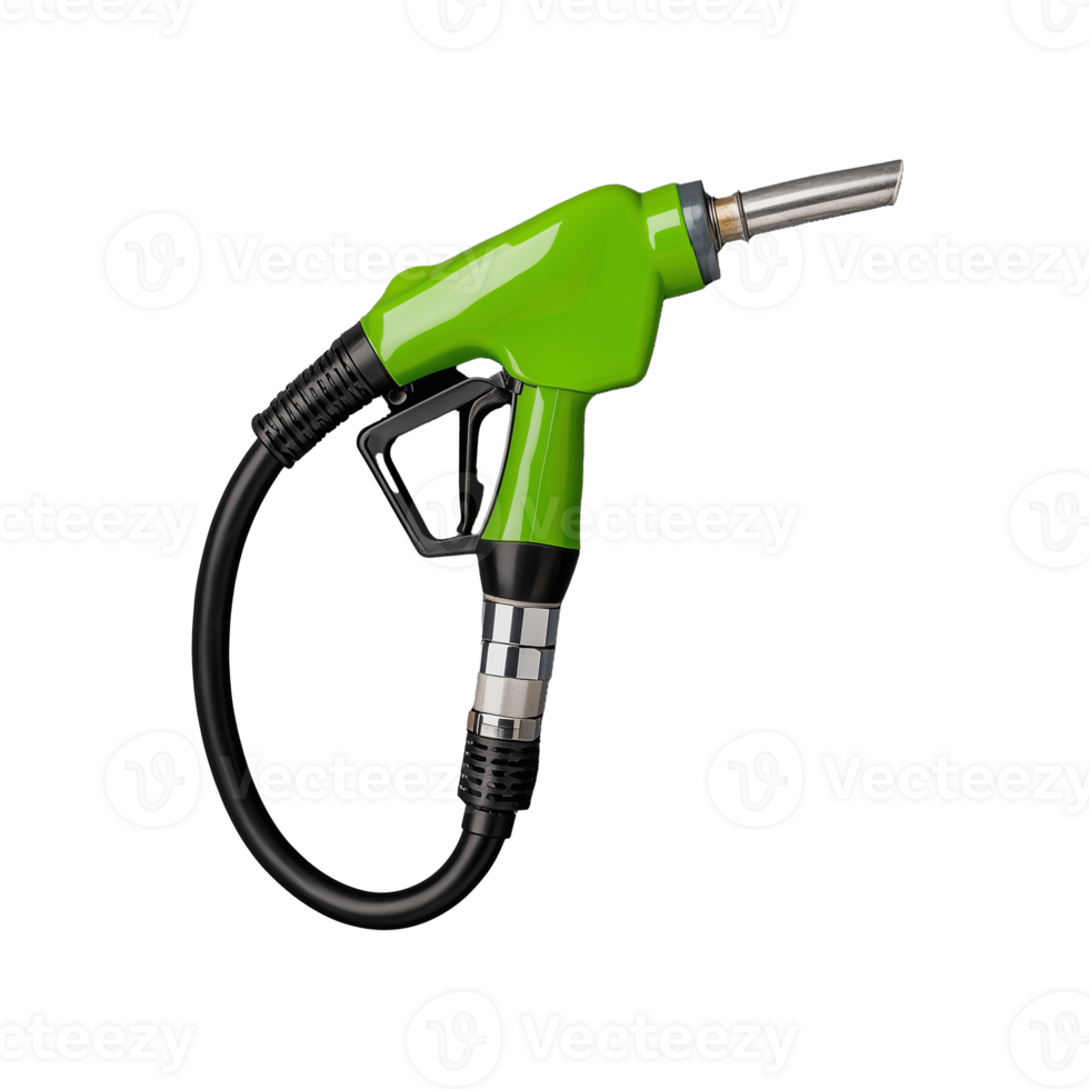 Green gasoline nozzle isolated on transparent background png