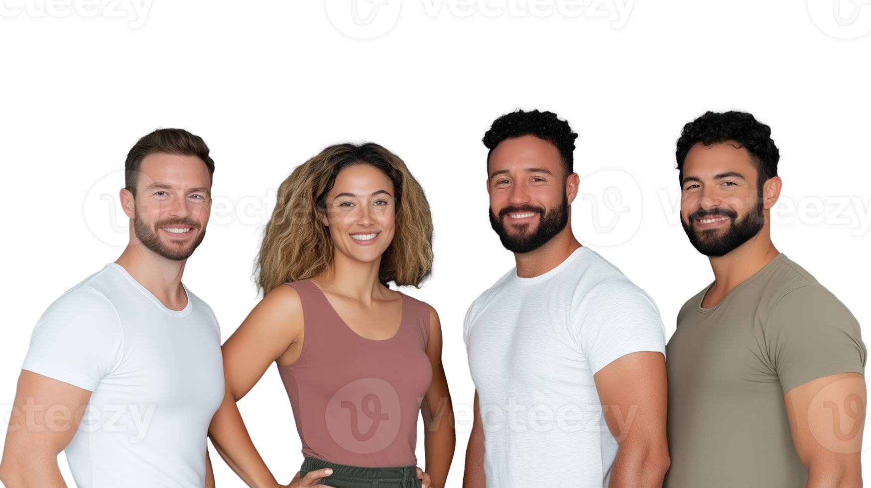 Group of diverse friends smiling together isolated on transparent background png