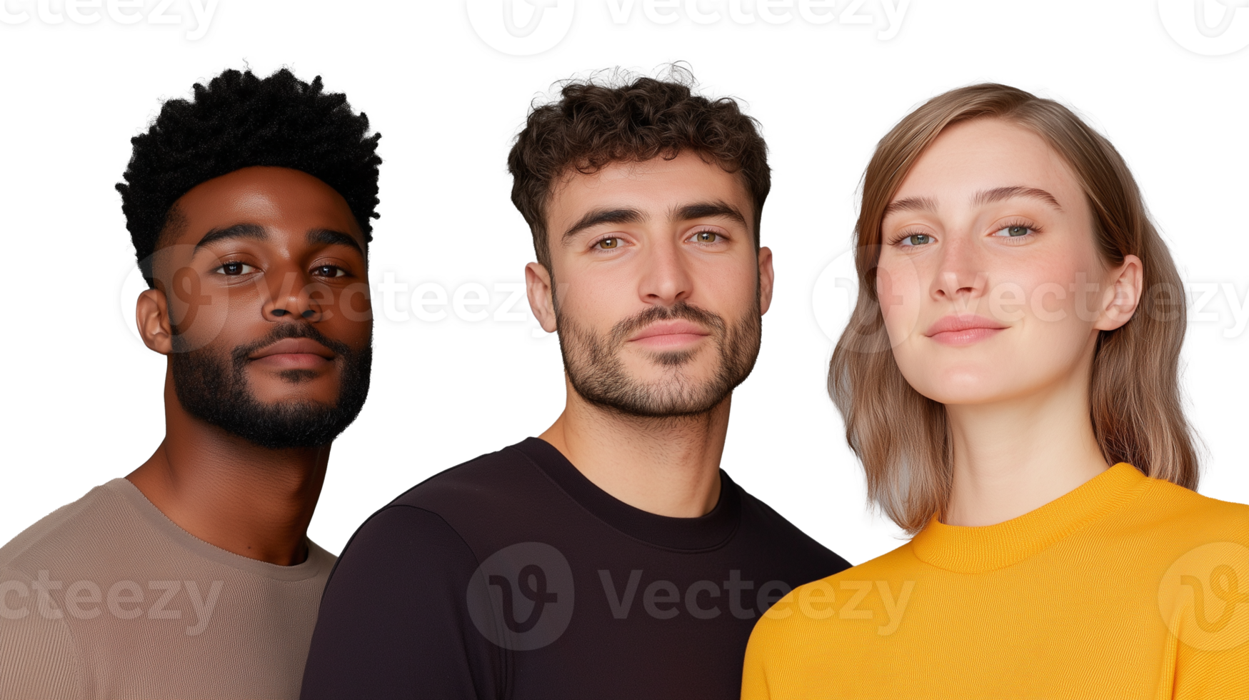 Multicultural group of young adults isolated on transparent background png
