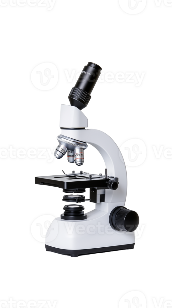 Modern laboratory microscope isolated on transparent background png